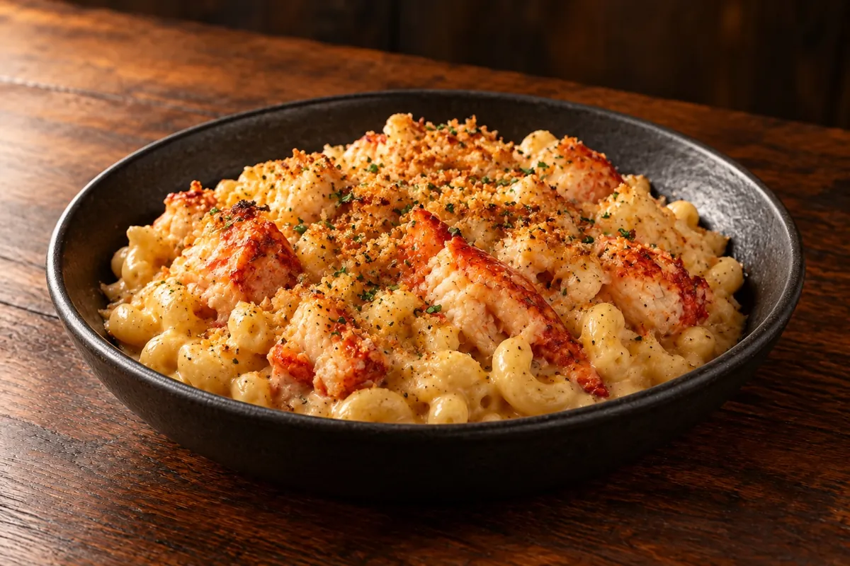 Lobster folded through smoked Gouda macaroni with a toasted crumb crust